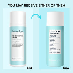 BellamiLuxx cystic acne cream tube ready for spot treatment and daily use.