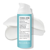 BellamiLuxx fungal-acne-lotion-bottle demonstrates lightweight, non-greasy daily use for fungal-prone skin.