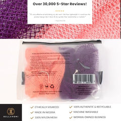 Bellanomi Indigo long-reach back scrub sponge for easy reach.