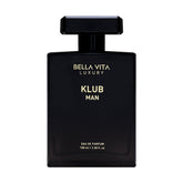 BellaVita KLUB bottle close-up showcasing premium design and lasting scent.