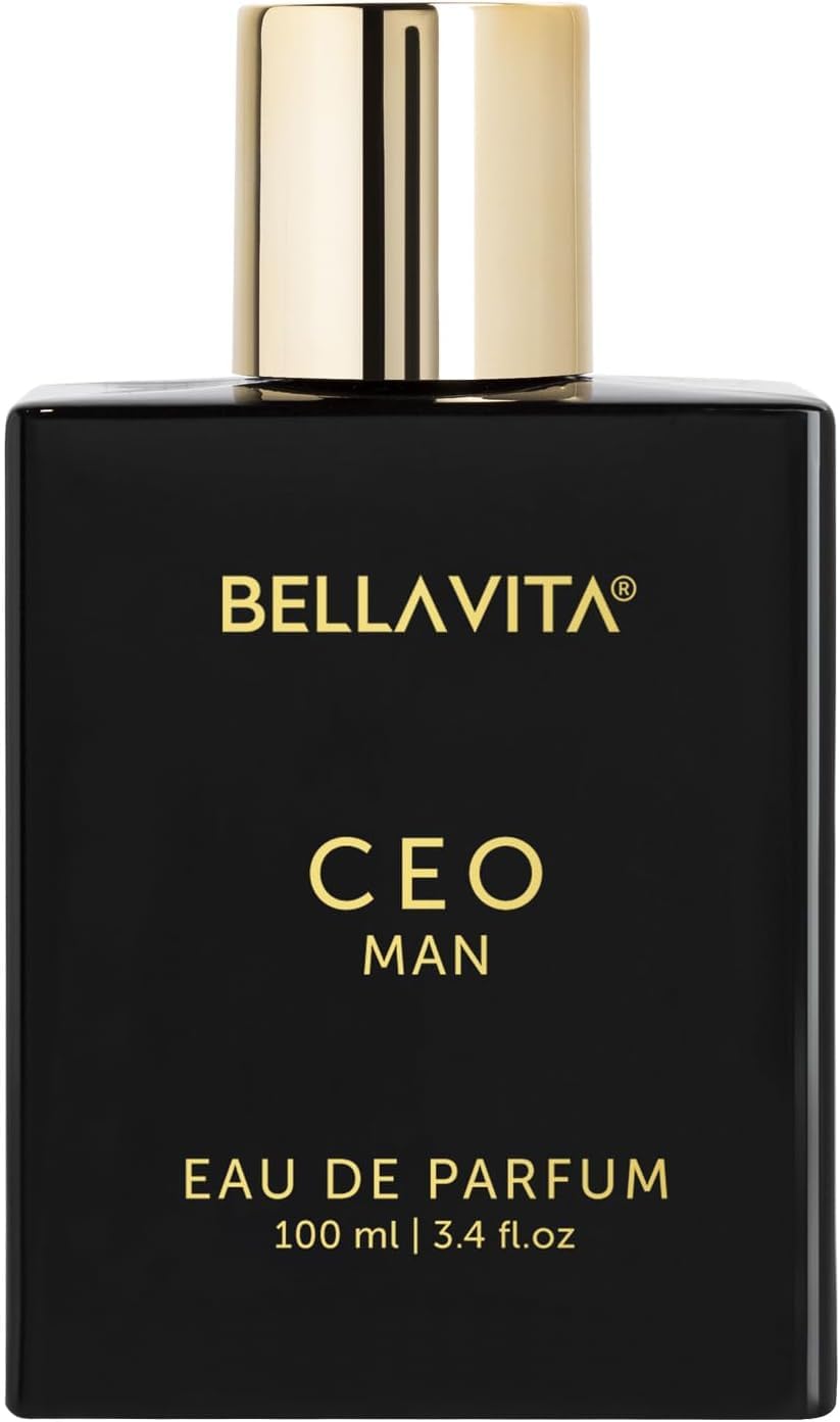 Bella Vita Luxury CEO perfume bottle sits on desk for confident daytime wear