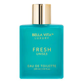 BellaVita Luxury Fresh unisex EDT bottle pour in soft light for all-day refreshment.