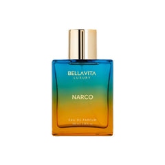 BELLAVITA Narco bottle front view highlighting luxurious unisex fragrance.