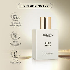 BellaVita Pure Musk lily-valley hint on display for fresh mornings.