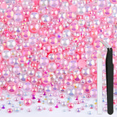 BELLEBOOST 80g flatback pearls and rhinestones in pink white mix for crafts and nails