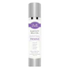 Belli pregnancy stretch mark belly oil bottle promotes daily moisture for sensitive maternity skin.