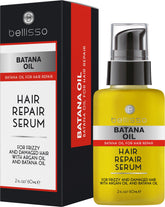 Bellisso Batana Oil Serum bottle with pump for easy application and frizz control.