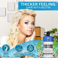 Bellisso Biotin Conditioner ingredients label shows biotin benefits for hair strength.