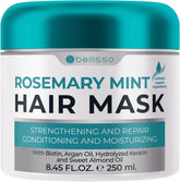 Bellisso rosemary mint oil hair mask bottle demonstrates premium deep conditioning