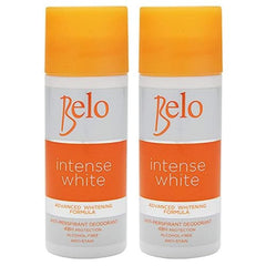 BELO Intense White Deodorant 2x40ml bottle provides long-lasting odor control.