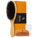 Belula hair brush set medium bristle closeup shows ultra-soft boar bristles for fine hair shine.