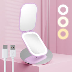 Benbilry lighted compact travel mirror folds for easy on-the-go grooming.