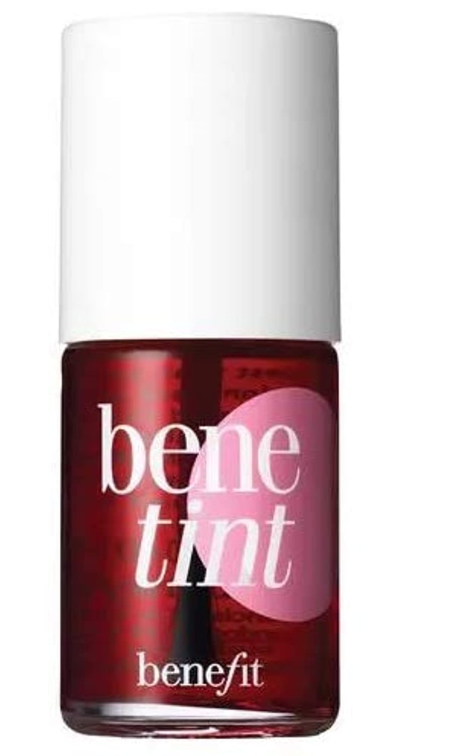 Benefit Benetint Mini packaging closeup showing portable stain for lips and cheeks.