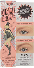 Benefit Gimme Brow tinted volumizing gel tube close-up highlights buildable color.