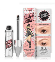 Benefit Gimme Brow fiber gel swatch shows natural fullness with long-wear brow tint