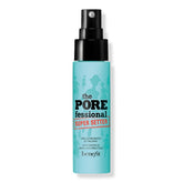 Benefit POREfessional Super Setter travel-size mist application delivers a weightless, long-lasting finish.