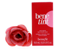 Benetint lip application shows rose tint for versatile lip color