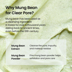 Beplain deep pore cleansing with mung bean focuses on impurities with soothing purifying properties.
