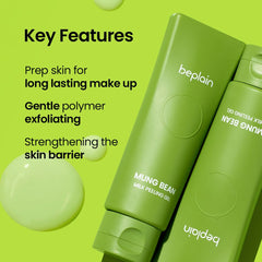 Beplain Mung Bean Milk Peeling Gel applied on wet skin for easy exfoliation