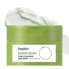 Beplain mung bean pore cleansing milk balm in jar shows gentle fragrance-free makeup removal