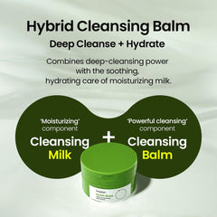 Beplain mung bean pore cleansing milk balm on face demonstrates balm-to-milk cleansing
