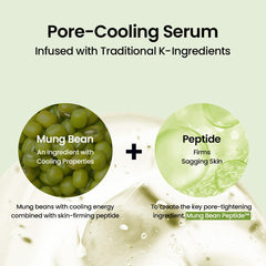 Beplain Mung Bean Serum applied to skin with cooling relief