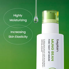 Beplain Mung Bean Serum on vanity for daily pore minimization routine