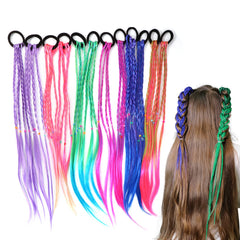 Berchaoki 17-inch rainbow braid ponytail for playful party styling.