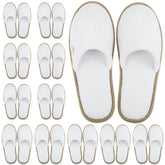 BERGMAN KELLY spa slippers closed-toe white with cocoa trim for guest comfort.