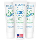 BERGMAN KELLY travel-size 2-in-1 shampoo and conditioner bottle with white tea scent for guest refreshment