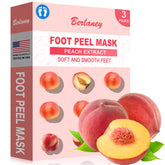 Berlaney Peach Foot Mask packaging showing 3 pairs for at-home spa care