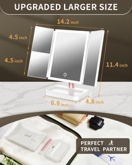 BERTHALESS vanity mirror with 1x-3x magnification for detailed eye makeup and grooming.