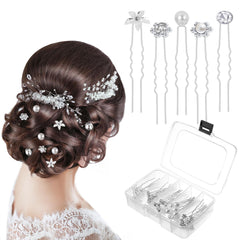 BESARME bridal hair pins with U-shaped crystal accents for elegance