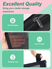 besharppin see-through mesh bag showcases contents for quick product selection during makeup routines