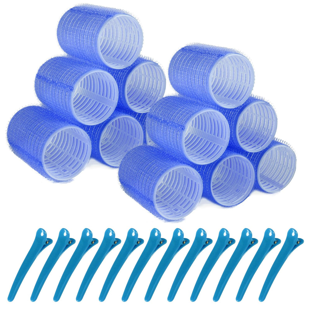 BESSEEK hair rollers blue pack closeup for jumbo curl options
