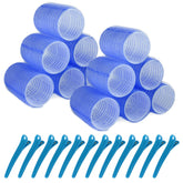 BESSEEK hair rollers blue pack closeup for jumbo curl options