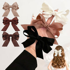 Bessrung small brown bow clip close-up showing soft satin finish for daily wear.