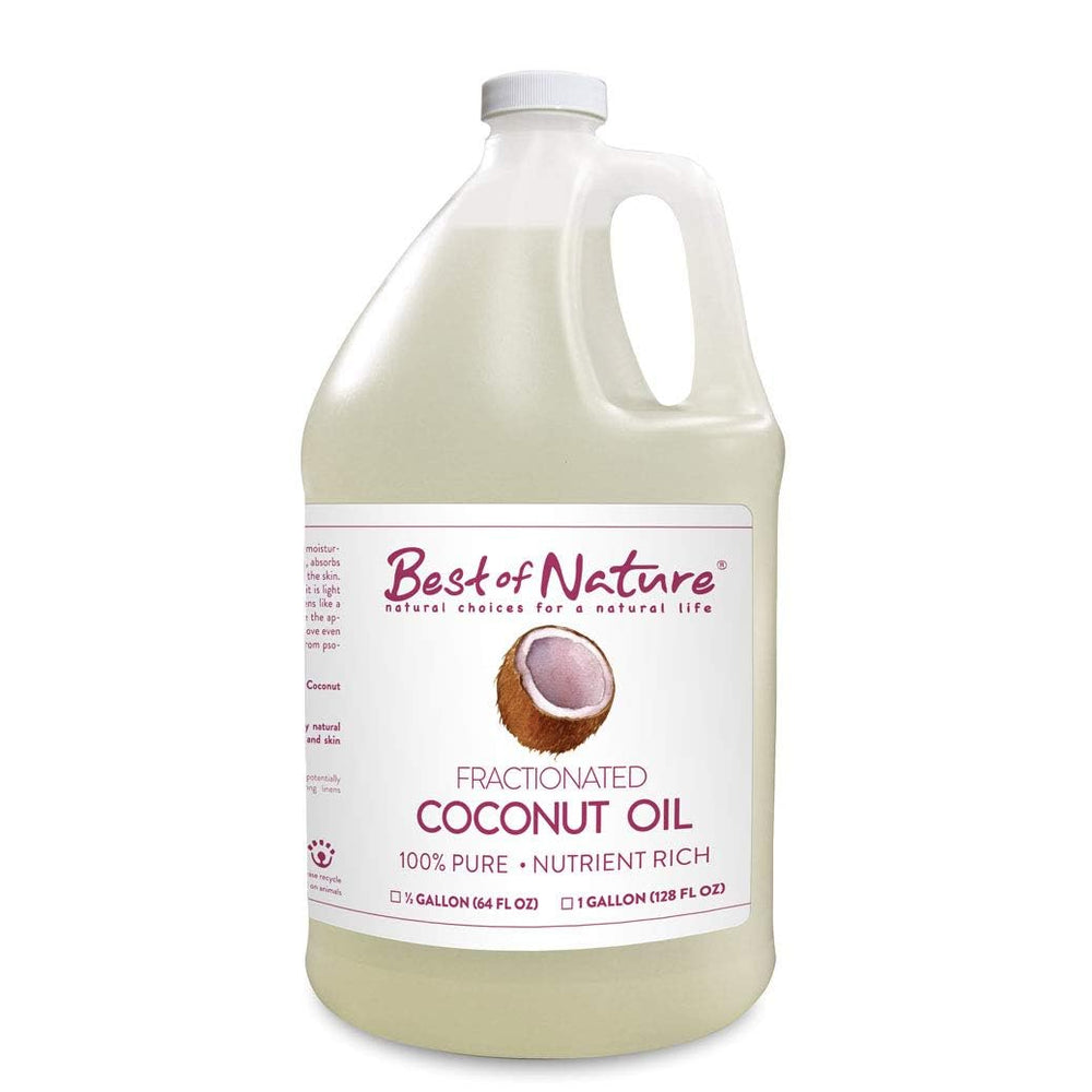 Best of Nature fractionated coconut oil bottle for quick-absorbing skin hydration.