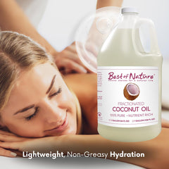Best of Nature coconut oil pour demonstrates easy washout from linens and skin.
