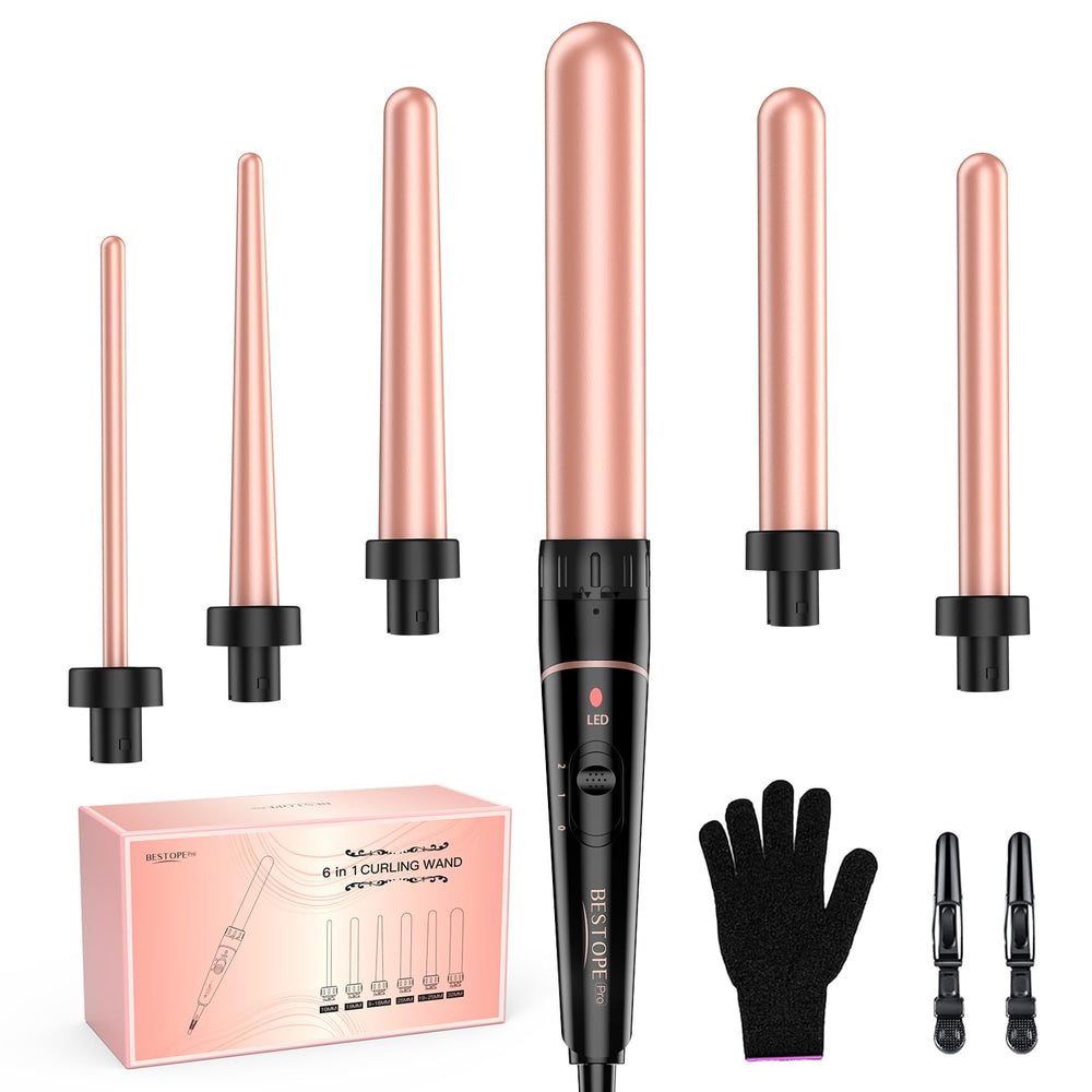 BESTOPE PRO 6-in-1 wand with interchangeable wands for versatile curls