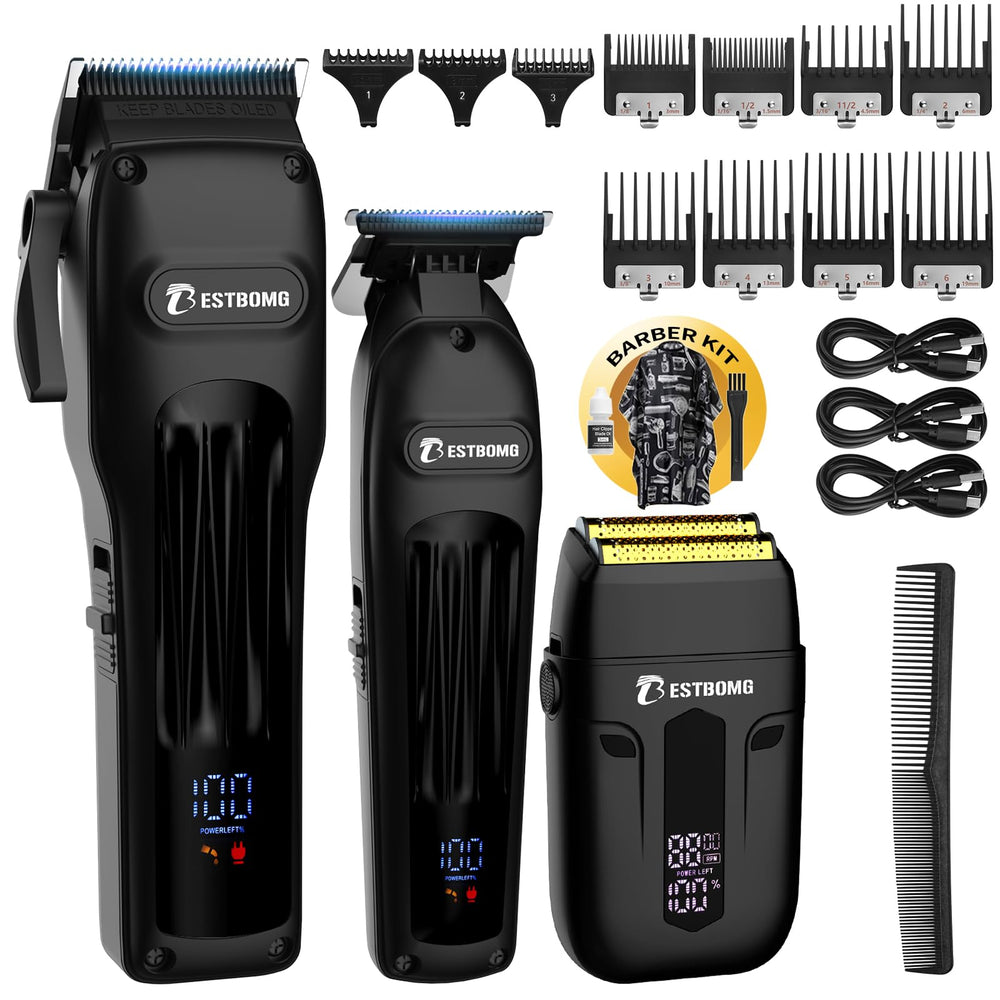 BESTBOMG BS-808A black front view highlights precise grooming capability.