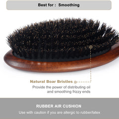 BESTOOL boar bristles close-up distributing natural oils for smoother hair.