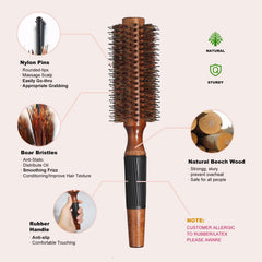 BESTOOL round hair brush nylon pins glide through thick hair with less tug.