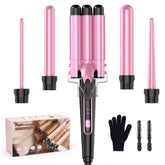 Bestope Pro Waver Curling Iron Wand pink side view enables lasting beachy waves.