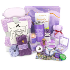 Betem Lavender Spa Gift Basket tumbler keeps beverages warm for relaxing evenings.