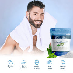 Better Bath Better Body Muscle Soak dissolving in warm bath for even mineral distribution.