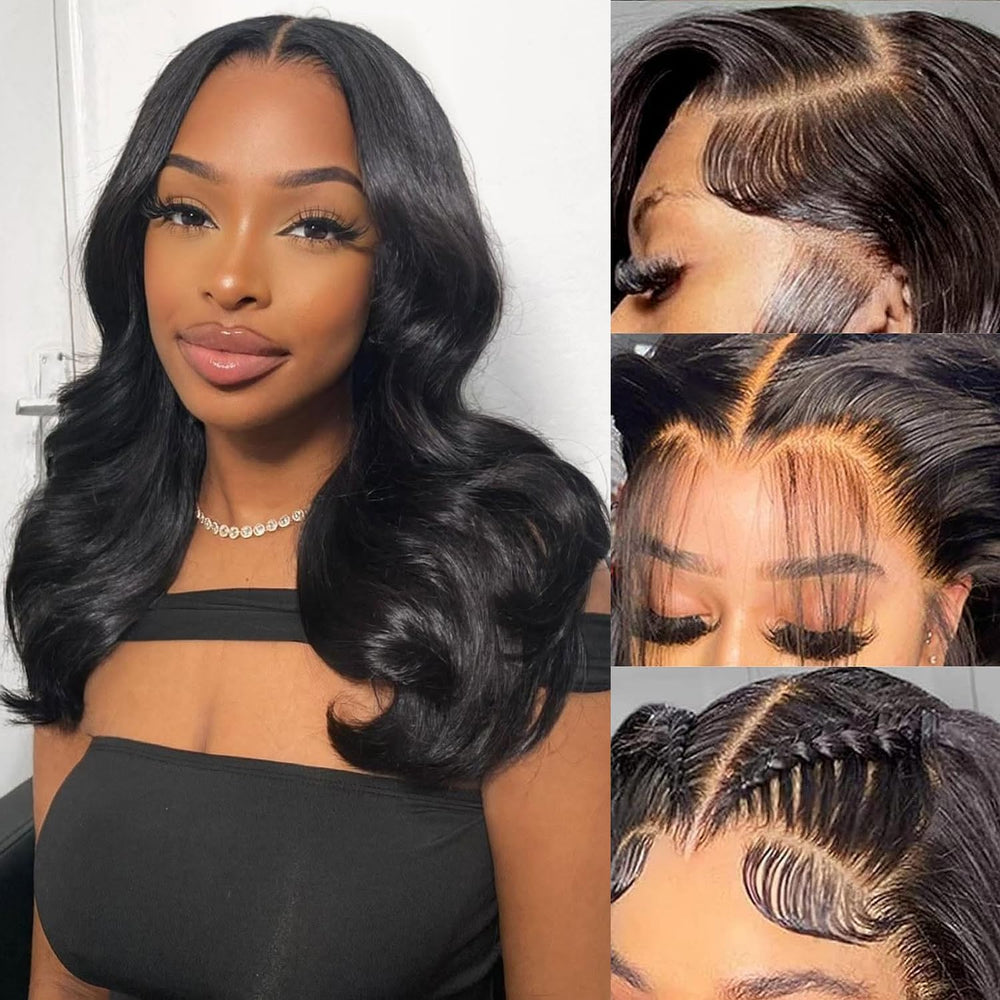Beulady Bob Wig HD lace front 16inch closeup showing natural hairline for everyday look