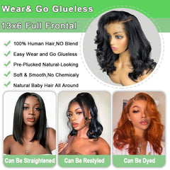 Beulady Bob Wig HD lace front 16inch full look showcases added volume for styling versatility