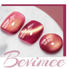 Bevimee cat eye gel swatch displays slash and starry effects on nails