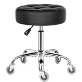 BEWISHOME rolling stool black seat closeup highlights plush 4 inch cushion for comfort